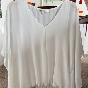 Max Studio Elegant White V-Neck Blouse